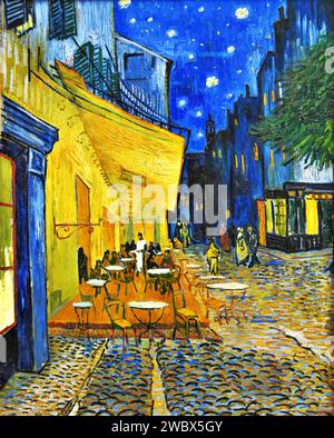 Terrasse du café, place du Forum, Arles, 1888 (peinture) de l'artiste Gogh, Vincent van (1853-90) Néerlandais. Illustration de Vecteur
