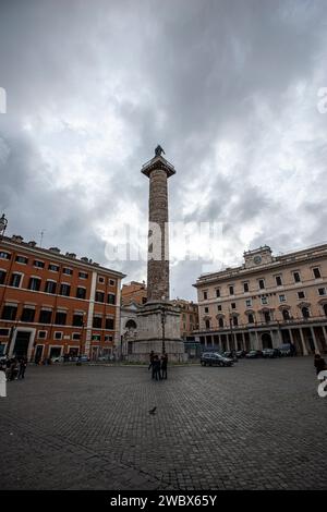 La colonne de Marcus Aurelius à Rome, Italie Banque D'Images