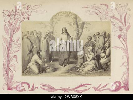 Production photographique de (vraisemblablement) une estampe avec Christ parmi les hommes, les femmes et les enfants, c. 1850 - c. 1870 photographie partie de l'album avec des photos de sites et de paysages en Angleterre et de l'art.. Papier anglais. Support photographique imprimé albumine Christ Banque D'Images
