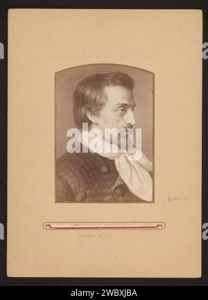 Production photographique d'un portrait peint de Robert Hamerling par Ernst Hader, Sophus Williams, d'après Ernst Hader, photographie de 1880. Photographie de cabinet Berlin carton. support photographique albumen estampe personnes historiques. écrivain, poète, auteur Banque D'Images