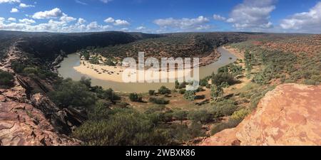 Panorama, paysage de l'Australie occidentale et Murchison River de natures Window à Kalbarri Banque D'Images