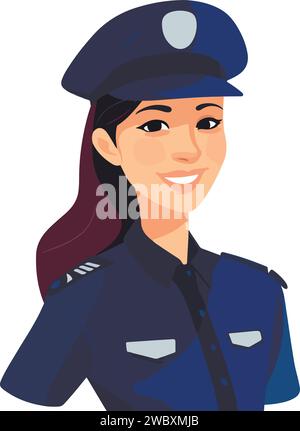 Belle fille policier en uniforme. Illustration vectorielle. Isolé sur fond blanc Illustration de Vecteur