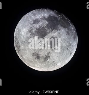 Vue de la pleine Lune photographiée depuis le vaisseau spatial Apollo 11 lors de son voyage transterrestre vers le retour, Johnson Space Center, NASA, 21 juillet 1969 Banque D'Images