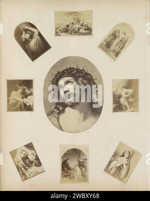 Production photographique de (vraisemblablement) une impression du Christ avec couronne d'épine, c. 1850 - c. 1870 photographie partie de l'album avec des photos de sites et de paysages en Angleterre et de l'art. Papier anglais. Support photographique impression albumine Christ Suffering (avec couronne d'épines, tête généralement tournée latéralement) Banque D'Images