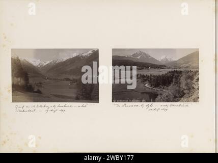 Vue du Stubaital de Schönberg, Anonyme, v. 1880 - en 1899 ou avant photographie partie d'un album de voyage avec des sites en Allemagne, Autriche, Suisse, Luxembourg et Belgique. Papier Tyrol. Support photographique tirage albumen dale, vallée Tyrol Banque D'Images