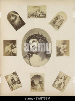 Production photographique de (vraisemblablement) une estampe représentant le footwashing et la résolution par Maria Magdalena, c. 1850 - c. 1870 photographie partie de l'album avec des photos de sites et de paysages en Angleterre et de l'art. Papier anglais. Support photographique imprimé albumine les pieds du Christ sont oints par Marie (Magdalene) Banque D'Images