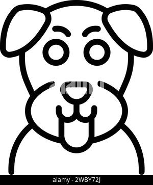 Vecteur de contour d'icône de visage de chien mignon. Cours de formation. Promenade de leçon canine Illustration de Vecteur