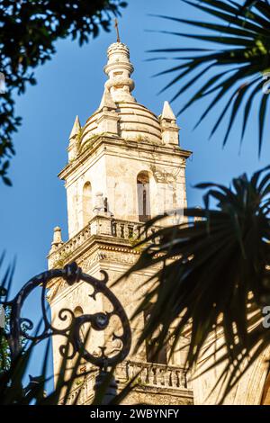 Merida Mexique, centro historico quartier historique central, Catedral de Merida San Ildefonso cathédrale catholique, extérieur extérieur, entrée principale du bâtiment Banque D'Images