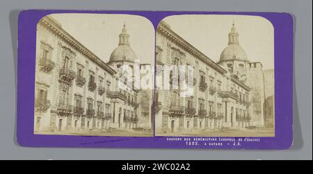 Vue du monastère bénédictin de San Nicolò l'Arena à Catane, Sicile, Jean Andrieu, 1862 - 1876 stéréographie Catane carton. Papier albumen print cloîtres  monastère Catans. St. Nicolate l'arène Banque D'Images