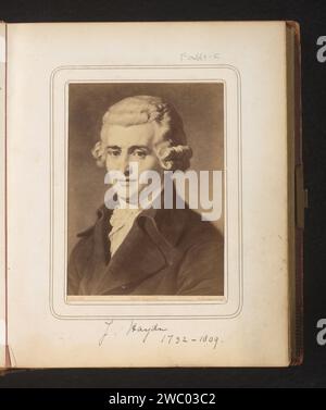 Production photographique d'un portrait peint de Joseph Haydn par Carl Jaeger, Friedrich Bruckmann, d'après Carl Jaeger, photographie de 1870 - 1890. Cabinet photographie cette photo fait partie d'un album. carton. support photographique albumen print portrait du compositeur. personnages historiques. image, peinture Banque D'Images