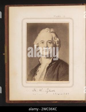 Production photographique d'un portrait peint de Christoph Willibald von Gluck par Carl Jaeger, Friedrich Bruckmann, d'après Carl Jaeger, photographie de 1870 - 1890. Cabinet photographie cette photo fait partie d'un album. carton. support photographique albumen print portrait du compositeur. personnages historiques. image, peinture Banque D'Images