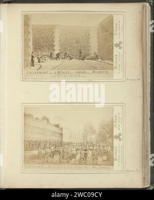 Fotomontage de l'exécution de 62 otages dans la rue Haxo à Paris, Ernest Eugène appert, photographie de 1871. photomontage. Photographie du cabinet partie de l'album commémoratif des cas d'ecclésiastiques catholiques durant la commune de Paris. Papier de Paris. support photographique. Impression d'albumen carton peine de mort, exécution Paris Banque D'Images