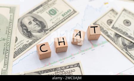 Chat écrit en cubes en bois sur un bureau Banque D'Images