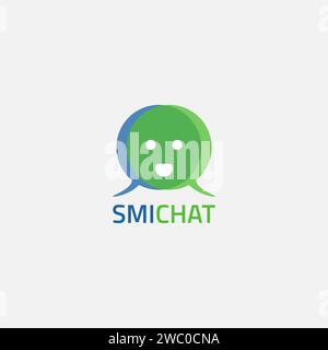 Logo de l'application de chat avec forme d'émoticône sur les jambes. Illustration de Vecteur