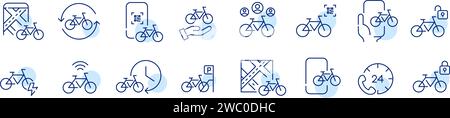 Icônes de vélo. Applications de partage de vélos. Contour modifiable et parfait au pixel près Illustration de Vecteur