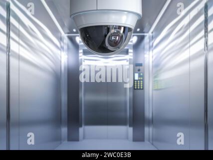 caméra de sécurité de rendu 3d ou caméra cctv dans l'ascenseur Banque D'Images