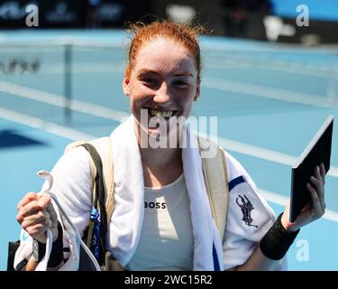 Melbourne, Australie, 13 janvier 2024. La joueuse de tennis allemande Ella Seidel est dans le tirage au sort principal de l'Open australien de tennis Grand Chelem à Melbourne Park. Crédit photo : Frank Molter/Alamy Live news Banque D'Images