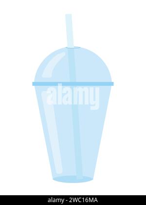 Vecteur en verre plastique avec paille Illustration de Vecteur