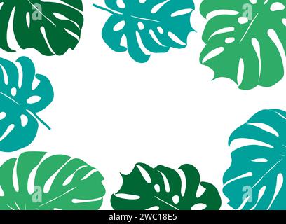 Monstera silhouette laisse jungle feuilles bannière, border floral pour tissu textile ou papiers peints. Vecteur jungle tropicale laisse le fond moderne. Illustration de Vecteur