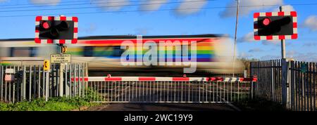 Train Thameslink de classe 700, Holme sans pilote, East Coast main Line Railway, Cambridgeshire, Angleterre, Royaume-Uni Banque D'Images
