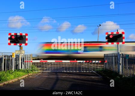 Train Thameslink de classe 700, Holme sans pilote, East Coast main Line Railway, Cambridgeshire, Angleterre, Royaume-Uni Banque D'Images