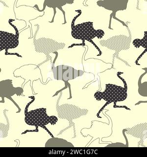 Motif autruche sans couture. Fond de vecteur avec silhouettes d'oiseaux Illustration de Vecteur