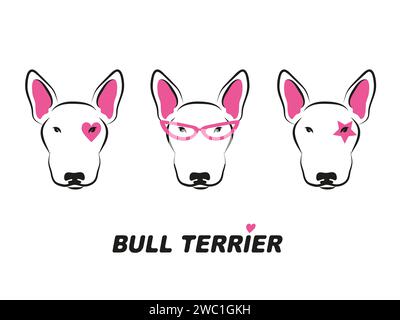 Illustration vectorielle Bull terrier. Visages mignons de chiens Illustration de Vecteur
