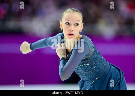 Mariia SENIUK (ISR), pendant le Patinage libre féminin, aux Championnats d'Europe de patinage artistique ISU 2024, à l'algiris Arena, le 13 janvier 2024 à Kaunas, Lituanie. Crédit : Raniero Corbelletti/AFLO/Alamy Live News Banque D'Images