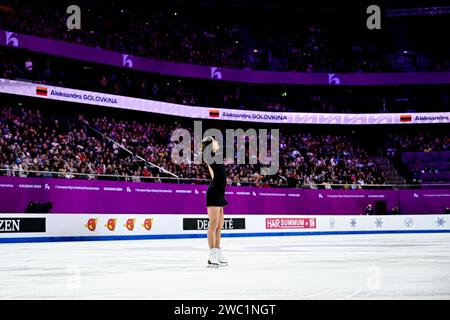 Aleksandra GOLOVKINA (LTU), pendant le Patinage libre féminin, aux Championnats d'Europe de patinage artistique de l'ISU 2024, à l'algiris Arena, le 13 janvier 2024 à Kaunas, Lituanie. Crédit : Raniero Corbelletti/AFLO/Alamy Live News Banque D'Images