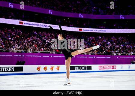 Aleksandra GOLOVKINA (LTU), pendant le Patinage libre féminin, aux Championnats d'Europe de patinage artistique de l'ISU 2024, à l'algiris Arena, le 13 janvier 2024 à Kaunas, Lituanie. Crédit : Raniero Corbelletti/AFLO/Alamy Live News Banque D'Images