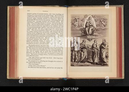 Production photographique d'une estampe de l'Ascension de Maria, Giacomo Brogi, d'après Anonymous, c. 1858 - en 1863 ou avant la photographie papier impression albumen l'Assomption de Marie ('assumptio corporis') : elle est portée au ciel par des anges. 'Marianum', Madone en auréole ou mandorla (entourée par le rosaire), Marie dans la gloire Banque D'Images