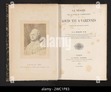 Production photographique d'un portrait de Louis XVI de France à une peinture d'Antoine-François Callet, Charles Leymarie, d'après Charles Clément Bervic, d'après Antoine François Callet, c. 1856 - dans ou avant 1866 photographie papier impression de personnes historiques. roi Banque D'Images