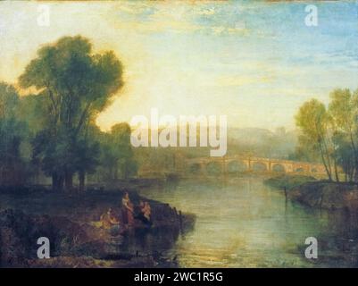 JMW Turner, vue de Richmond Hill et du pont, peinture de paysage à l'huile sur toile, 1808 Banque D'Images