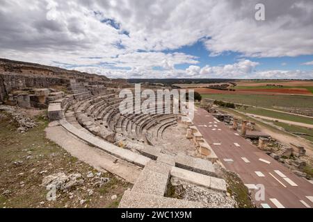 Teatro romano, parque arqueológico de Segóbriga, Saelices, Cuenca, Castilla-la Mancha, Espagne Banque D'Images