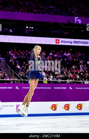 Kimmy REPOND (SUI), lors du Patinage libre féminin, aux Championnats d'Europe de patinage artistique ISU 2024, à l'algiris Arena, le 13 janvier 2024 à Kaunas, Lituanie. Crédit : Raniero Corbelletti/AFLO/Alamy Live News Banque D'Images