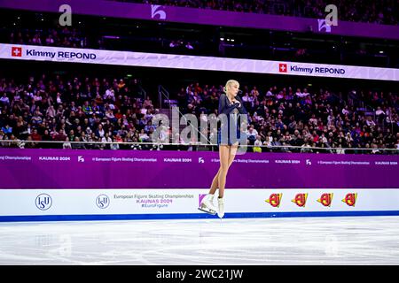 Kimmy REPOND (SUI), lors du Patinage libre féminin, aux Championnats d'Europe de patinage artistique ISU 2024, à l'algiris Arena, le 13 janvier 2024 à Kaunas, Lituanie. Crédit : Raniero Corbelletti/AFLO/Alamy Live News Banque D'Images