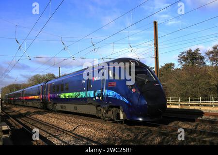 Hull trains 802301 Paragon train, East Coast main Line Railway; Peterborough, Cambridgeshire, Angleterre Banque D'Images