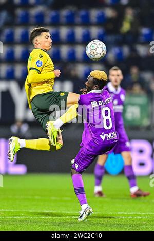 Sittard, pays-Bas. 13 janvier 2024. SITTARD, 13-01-2024, Fortuna Sittard Stadium, Eredivisie néerlandaise, saison 2023/2024. Fortuna Sittard - Sparta. Joshua Kitolano, joueur de Sparta. Crédit : Pro Shots/Alamy Live News Banque D'Images