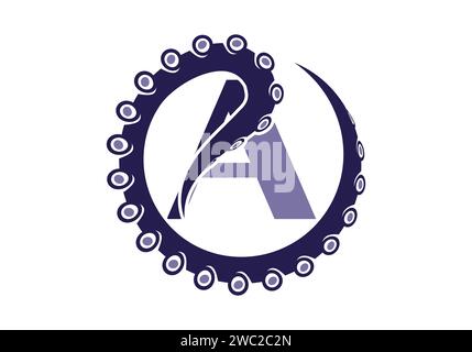 Logo Octopus avec Un modèle vectoriel de concept de lettre Design. Illustration de Vecteur