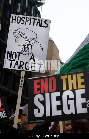 13 janvier 2024. Des centaines de milliers de manifestants se réunissent à Bank dans la ville de Londres dans le cadre d'une manifestation mondiale en soutien à Palest Banque D'Images