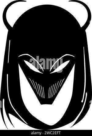 silhouette de dessin de contour noir simple alien, logo, conception Banque D'Images