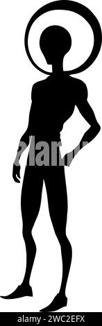 silhouette de dessin de contour noir simple alien, logo, conception Banque D'Images