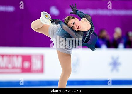 Sarina JOOS (ITA), lors du Patinage libre féminin, aux Championnats d'Europe de patinage artistique ISU 2024, à l'algiris Arena, le 13 janvier 2024 à Kaunas, Lituanie. Crédit : Raniero Corbelletti/AFLO/Alamy Live News Banque D'Images