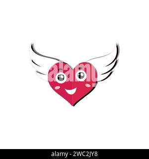 Love Heart dessin animé avec de nombreuses expressions. design plat d'illustration vectorielle d'activité de cœur d'amour différent. smart coeur d'amour pour le livre d'histoire des enfants. Illustration de Vecteur