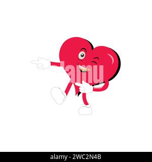 Love Heart dessin animé avec de nombreuses expressions. design plat d'illustration vectorielle d'activité de cœur d'amour différent. smart coeur d'amour pour le livre d'histoire des enfants. Illustration de Vecteur