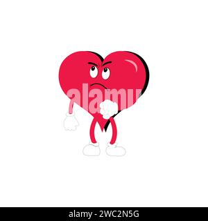 Love Heart dessin animé avec de nombreuses expressions. design plat d'illustration vectorielle d'activité de cœur d'amour différent. smart coeur d'amour pour le livre d'histoire des enfants. Illustration de Vecteur