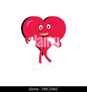 Love Heart dessin animé avec de nombreuses expressions. design plat d'illustration vectorielle d'activité de cœur d'amour différent. smart coeur d'amour pour le livre d'histoire des enfants. Illustration de Vecteur