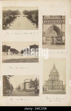 Entrée du jardin des Tuileries à Paris, 1876 photographie partie de l'album photo de Robert Daniel Crommelin (1841-1907). Papier de Paris. support photographique albumen print jardins publics, parc. Clôture, mur, paling Paris. Jardin des Tuileries Banque D'Images