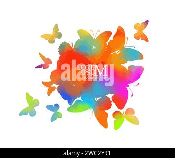 Papillons aquarelle colorés abstraits. dessin à la main. Pas IA. Illustration vectorielle Illustration de Vecteur