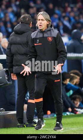 Naples, Campanie, Italie. 13 janvier 2024. 01/13/2024 Naples, Diego Armando Maradona Stadium, match de football valable pour le championnat de Serie A 2023/24 entre SSC Napoli vs FC Salernitana.dans l'image : entraîneur Inzaghi (image de crédit : © Fabio Sasso/ZUMA Press Wire) USAGE ÉDITORIAL SEULEMENT! Non destiné à UN USAGE commercial ! Banque D'Images